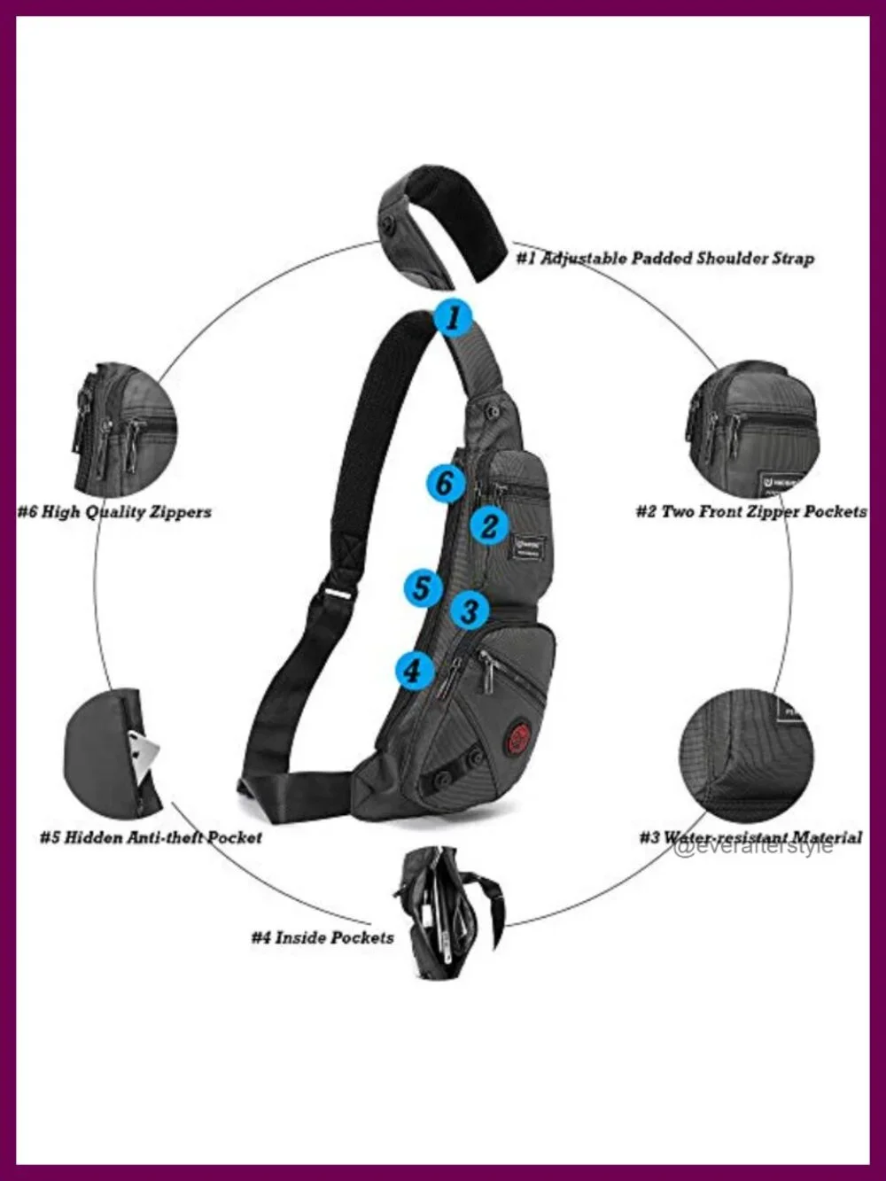 NICGID Sling Bag Crossbody Backpack for Travel Hiking EDC